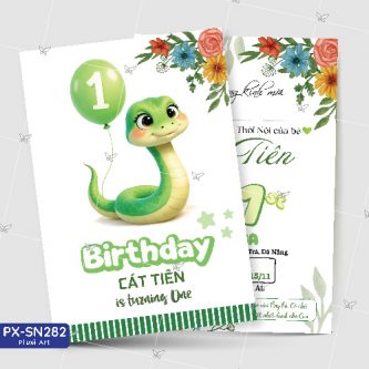 Thiệp sinh nhật - Thiệp Thôi nôi bé trai Tuổi Rắn - Tuổi Tỵ