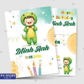Thiệp sinh nhật - Thiệp Thôi nôi bé trai Tuổi Rắn - Tuổi Tỵ