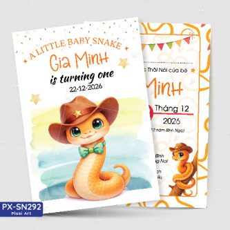 Thiệp sinh nhật - Thiệp Thôi nôi bé trai Tuổi Rắn - Tuổi Tỵ