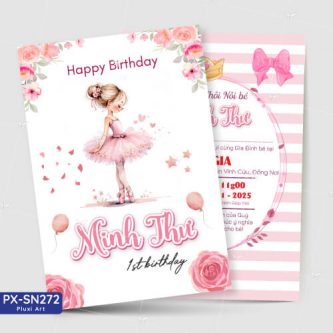 Thiệp Sinh Nhật - Thiệp Thôi Nôi bé gái
