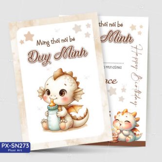Thiệp sinh nhật - Thiệp Thôi nôi bé trai Tuổi Rồng - Thìn