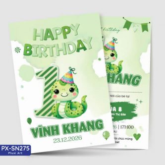 Thiệp sinh nhật - Thiệp Thôi nôi bé trai Tuổi Rắn - Tuổi Tỵ