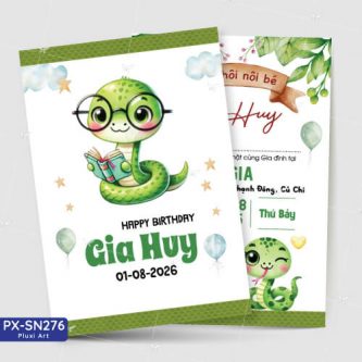 Thiệp sinh nhật - Thiệp Thôi nôi bé trai Tuổi Rắn - Tuổi Tỵ